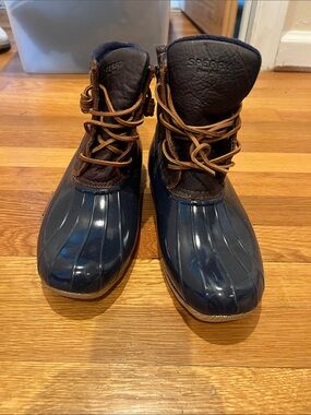 Sperry Navy and Brown Waterproof Lace-Up Boots